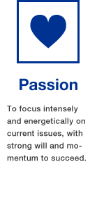 Passion: Focusing intensely and energetically on current issues, with strong will and momentum to succeed.